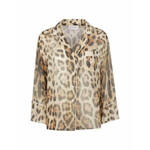 NEW ANTONELLI FIRENZE women's button front piped blouse in leopard